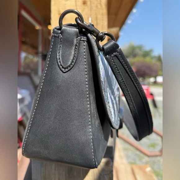COACH Soft Tabby Bag, Leather & Pewter Hardware- Black 🖤 *Handpainted - Picture 8 of 17